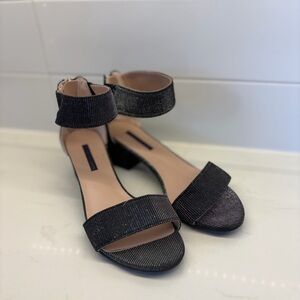 Girls Stuart Weitzman Glitter Ankle-Strap Block Heel Sandals